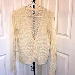Loose knit white cozy old navy sweater cardigan
